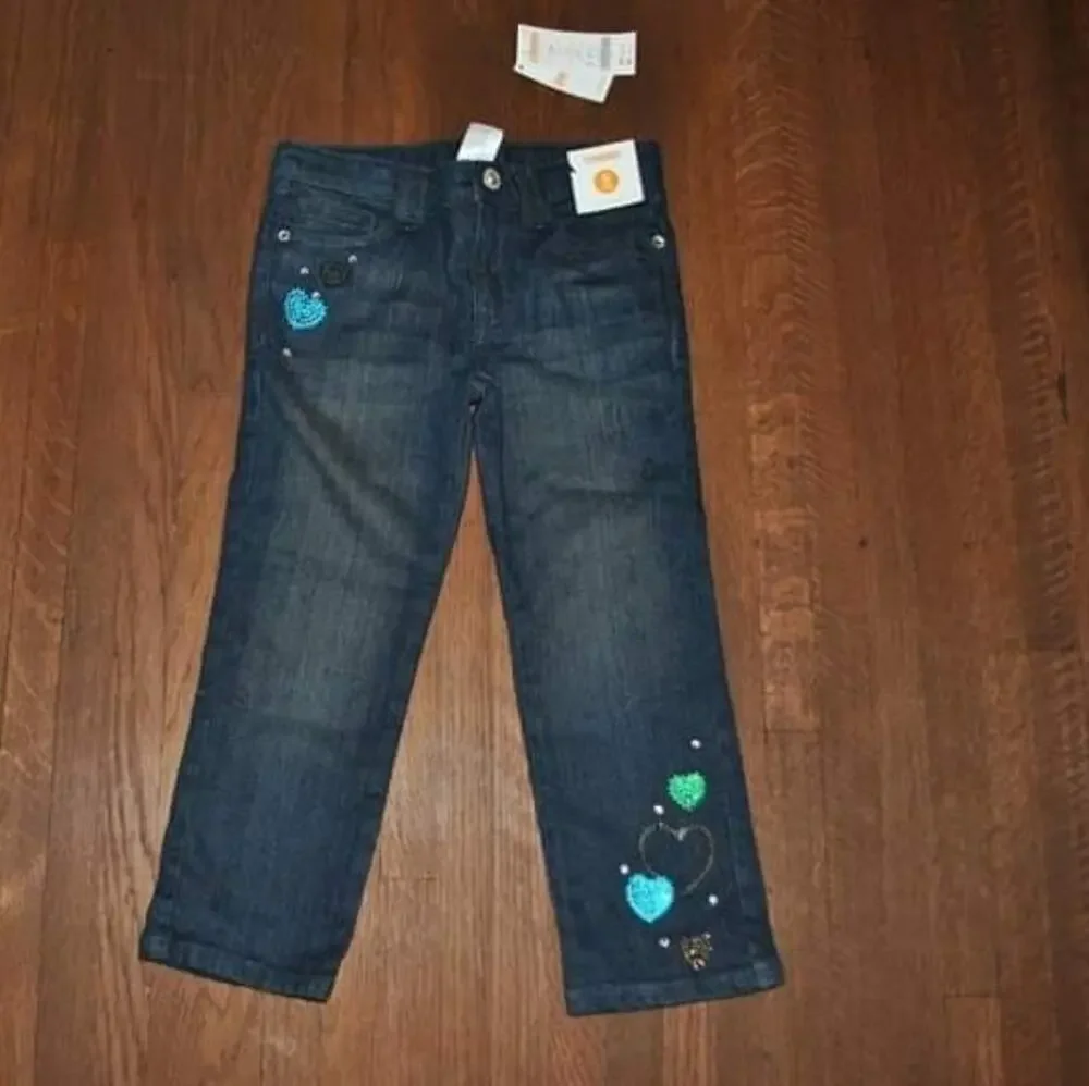 Gymboree Fancy Dalmation Sequin Heart Jeans Size 5 PLUS